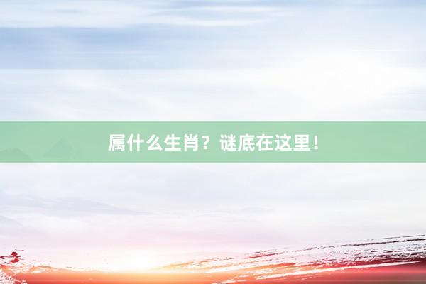 属什么生肖？谜底在这里！